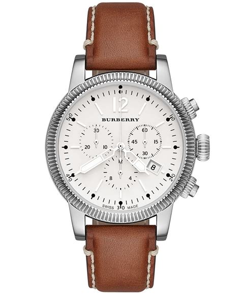 burberry bu7817 tan leather|Watch, Women's Swiss Chronograph Tan Leather Strap 42mm .